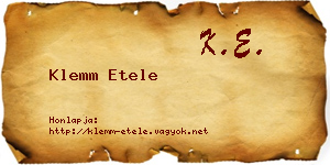 Klemm Etele névjegykártya